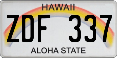HI license plate ZDF337