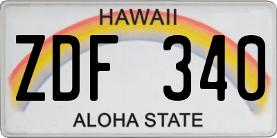 HI license plate ZDF340