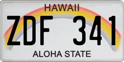 HI license plate ZDF341
