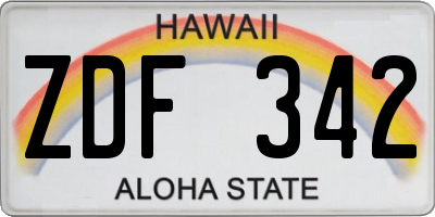 HI license plate ZDF342