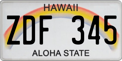 HI license plate ZDF345