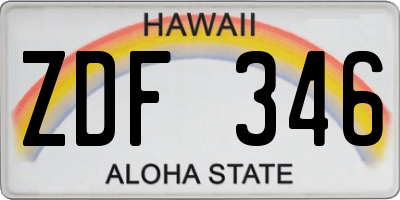 HI license plate ZDF346