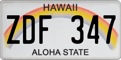 HI license plate ZDF347