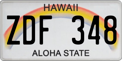 HI license plate ZDF348