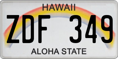 HI license plate ZDF349