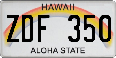 HI license plate ZDF350