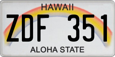 HI license plate ZDF351