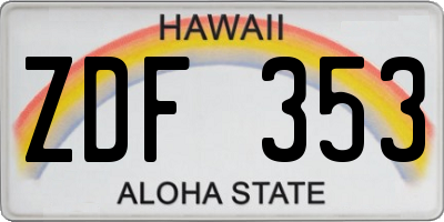 HI license plate ZDF353