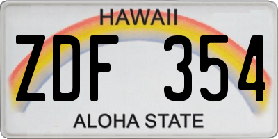 HI license plate ZDF354