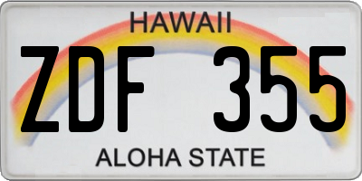 HI license plate ZDF355