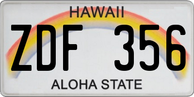 HI license plate ZDF356