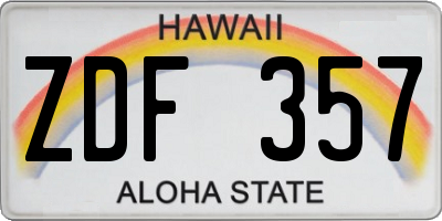 HI license plate ZDF357