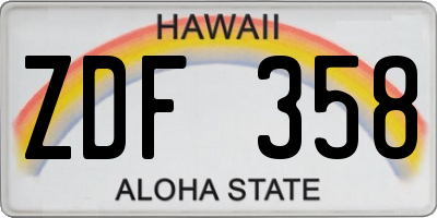 HI license plate ZDF358