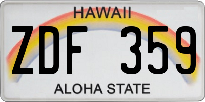 HI license plate ZDF359