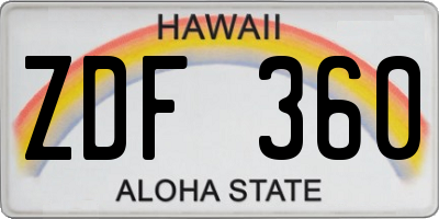 HI license plate ZDF360