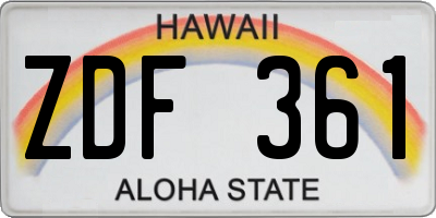 HI license plate ZDF361
