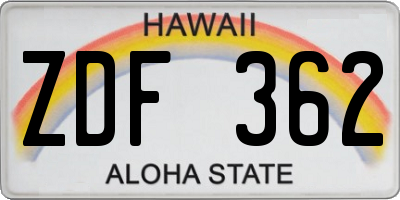 HI license plate ZDF362