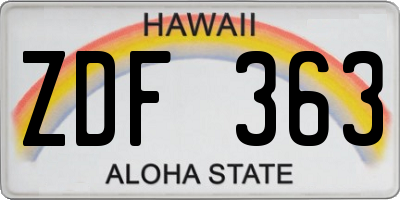 HI license plate ZDF363