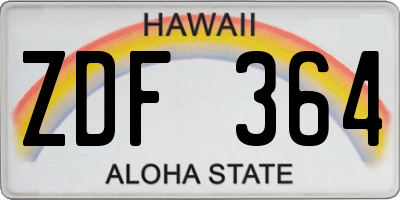 HI license plate ZDF364