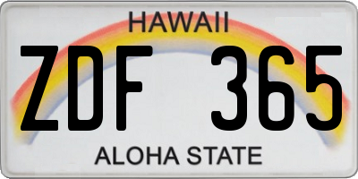 HI license plate ZDF365