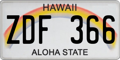 HI license plate ZDF366