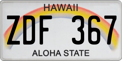 HI license plate ZDF367