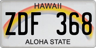 HI license plate ZDF368