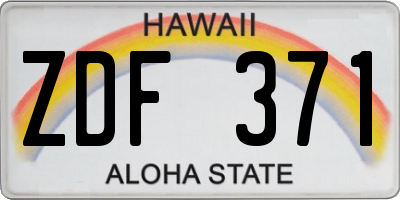 HI license plate ZDF371
