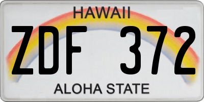 HI license plate ZDF372