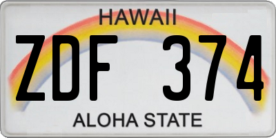 HI license plate ZDF374