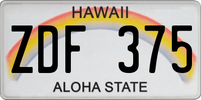 HI license plate ZDF375