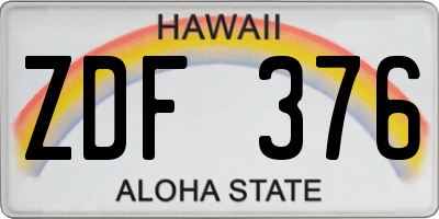 HI license plate ZDF376