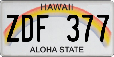 HI license plate ZDF377