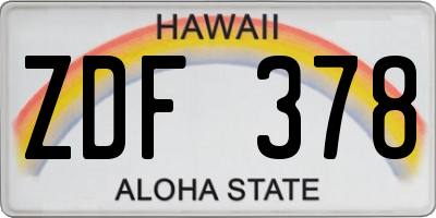 HI license plate ZDF378