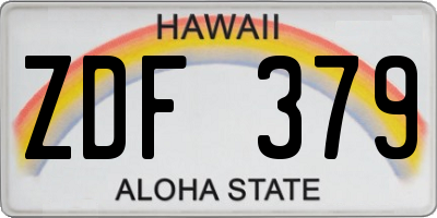 HI license plate ZDF379