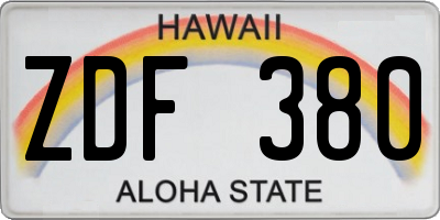 HI license plate ZDF380