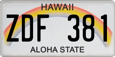 HI license plate ZDF381