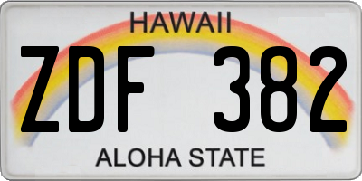 HI license plate ZDF382