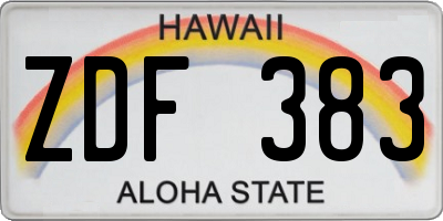 HI license plate ZDF383