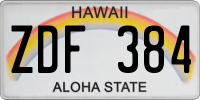 HI license plate ZDF384