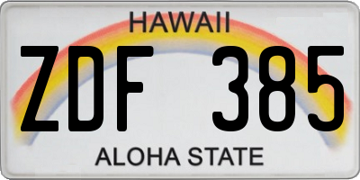 HI license plate ZDF385