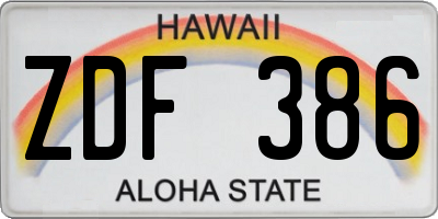 HI license plate ZDF386