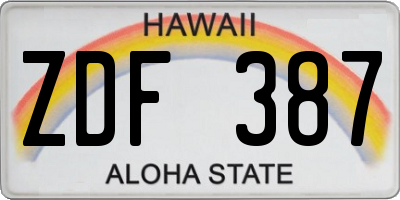 HI license plate ZDF387