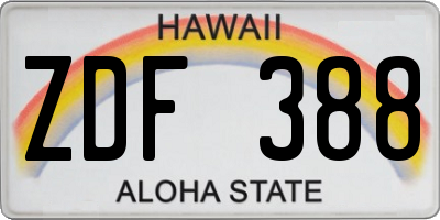 HI license plate ZDF388