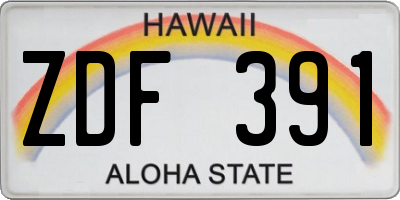 HI license plate ZDF391