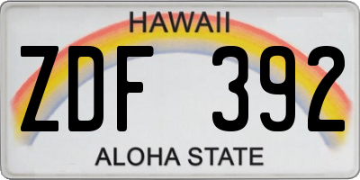 HI license plate ZDF392