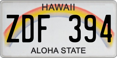 HI license plate ZDF394