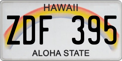 HI license plate ZDF395