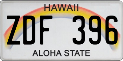 HI license plate ZDF396