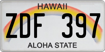 HI license plate ZDF397
